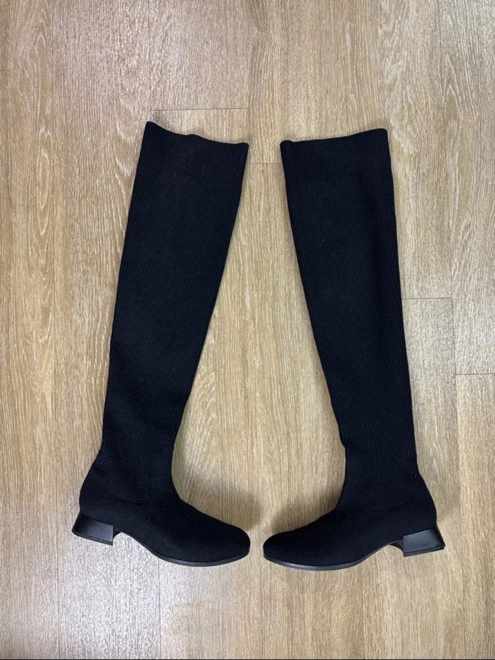 Vivaia Black Knit Sock Knee High Boots size 37.5